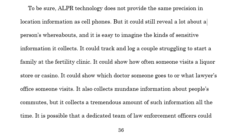 mtokson's tweet photo. A federal district judge just declared that Flock camera systems violate the Fourth Amendment! Applying Chatrie, the court concludes that extensive camera networks engage in unlawful "indiscriminate mass surveillance."  A major ruling. https://t.co/GxUBzlAQA7 https://t.co/Kg5BPTWBkj