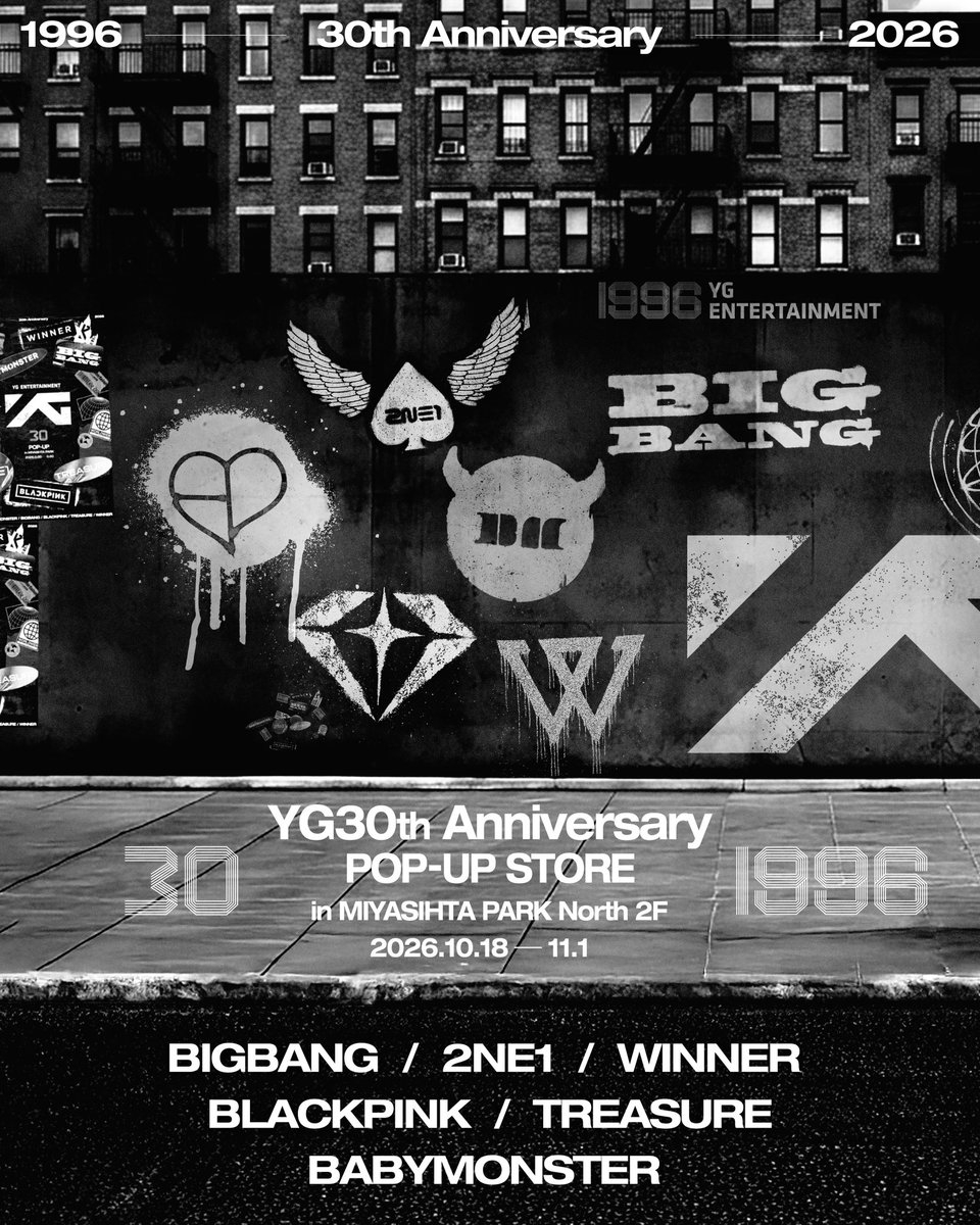 YGJAPANofficial's tweet photo. [📢]

𖥔.🖤┈┈┈┈┈┈┈┈┈
𝗬𝗚 𝗘𝗡𝗧𝗘𝗥𝗧𝗔𝗜𝗡𝗠𝗘𝗡𝗧
𝟯𝟬𝘁𝗵 𝗔𝗻𝗻𝗶𝘃𝗲𝗿𝘀𝗮𝗿𝘆
┈┈┈┈┈┈┈┈┈🌐⟡.·

POP-UP STORE 東京会場の開催決定🖤

YG ENTERTAINMENTの創立30周年を記念して
MIYASHITA PARKでのPOP-UP STOREの開催と
オリジナルグッズの販売が決定🎉

今回も特別な企画を準備しておりますのでお楽しみに✨
ぜひ詳細をチェックしてみてくださいね💕

🔗詳細はこちら
https://t.co/fxtiBsudRg

 #YG30thAnniversary #YG