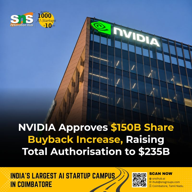 snsihub's tweet photo. NVIDIA has approved a $150B increase in its share buyback authorisation, taking the total to $235B.

The move comes as demand for AI infrastructure, accelerated computing, and data centres continues to grow.

#AI #NVIDIA #AIInfrastructure #DataCenters #Computing #snsihub https://t.co/PGwXXHGdr4