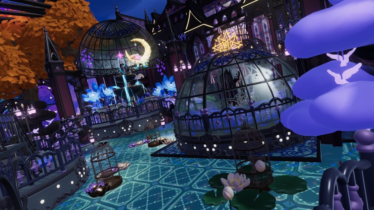 heartopia_lifeS's tweet photo. お城をハロウィン仕様に改装完了ꕀ⋆
ゴシック系楽しすぎるんだ、魔法汽車とウェディング建材の相性めちゃ良い💜🎃🖤

#Heartopia #ﾊｰﾄﾋﾟｱｽﾛｰﾗｲﾌ https://t.co/9hWc2igpUz
