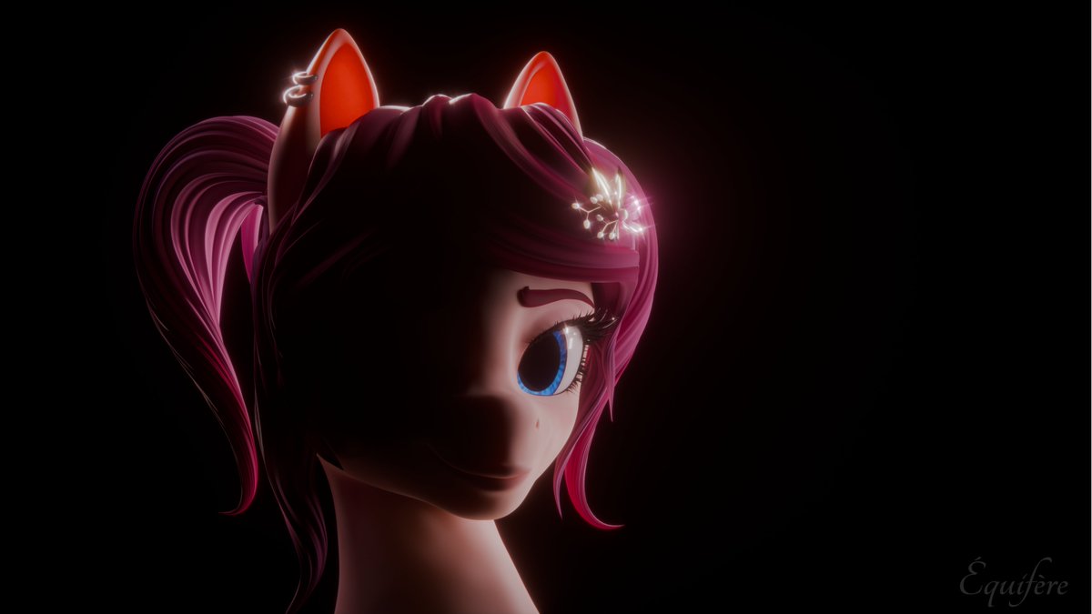 Equifere's tweet photo. Introducing Lucie ✨ 

My first Cycles render in Blender with her, modeled from scratch! Played with some rim lighting.  

Watch out, she’s cooking up a surprise for what comes next.  

#mlpart #b3d https://t.co/zNvJOuYLfO