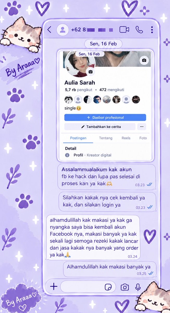 barietf's tweet photo. Sadap WhatsAp &amp; Lacak lokasi.💜

✧˚ Jasa Pemulihan Akun
- instagram, tiktok, whatsapp, line, facebook, x, gmail, telegram dan lain”

✧˚ Jasa Hapus Akun
- facebook, tiktok, instagram, line, whatsapp, twitt / x, dan lain”

Konsultasi?? Silahkan klik wa di bio ya💜 https://t.co/fCeFv5lAkL