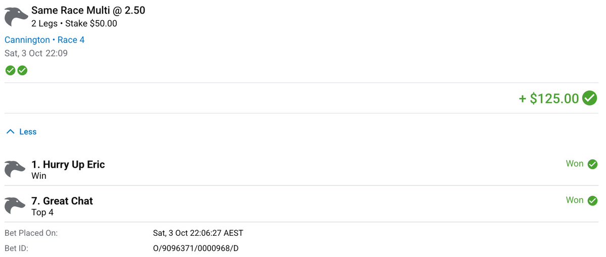 TheRacingIntel's tweet photo. 13.5 Unit Night on the Horses and Greyhounds
All for Completely FREE 
Discord- https://t.co/guo9jVavai https://t.co/s9eusmmW6h