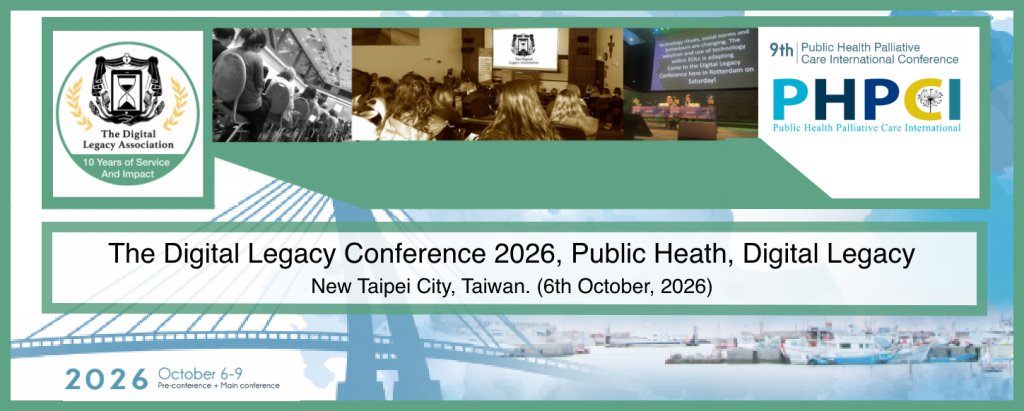 JamesNorris's tweet photo. Last Call: The Digital Legacy Conference 2026. Theme: 'Public Health, Digital Legacy' delivered in an academy format

Attendees from Australia, Belgium, China, Singapore, Taiwan...

For last minute tickets send a DM or visit https://t.co/H3vDZdAxMS

#DigitalLegacy #PalliativeCare https://t.co/8CnK2BZMTl