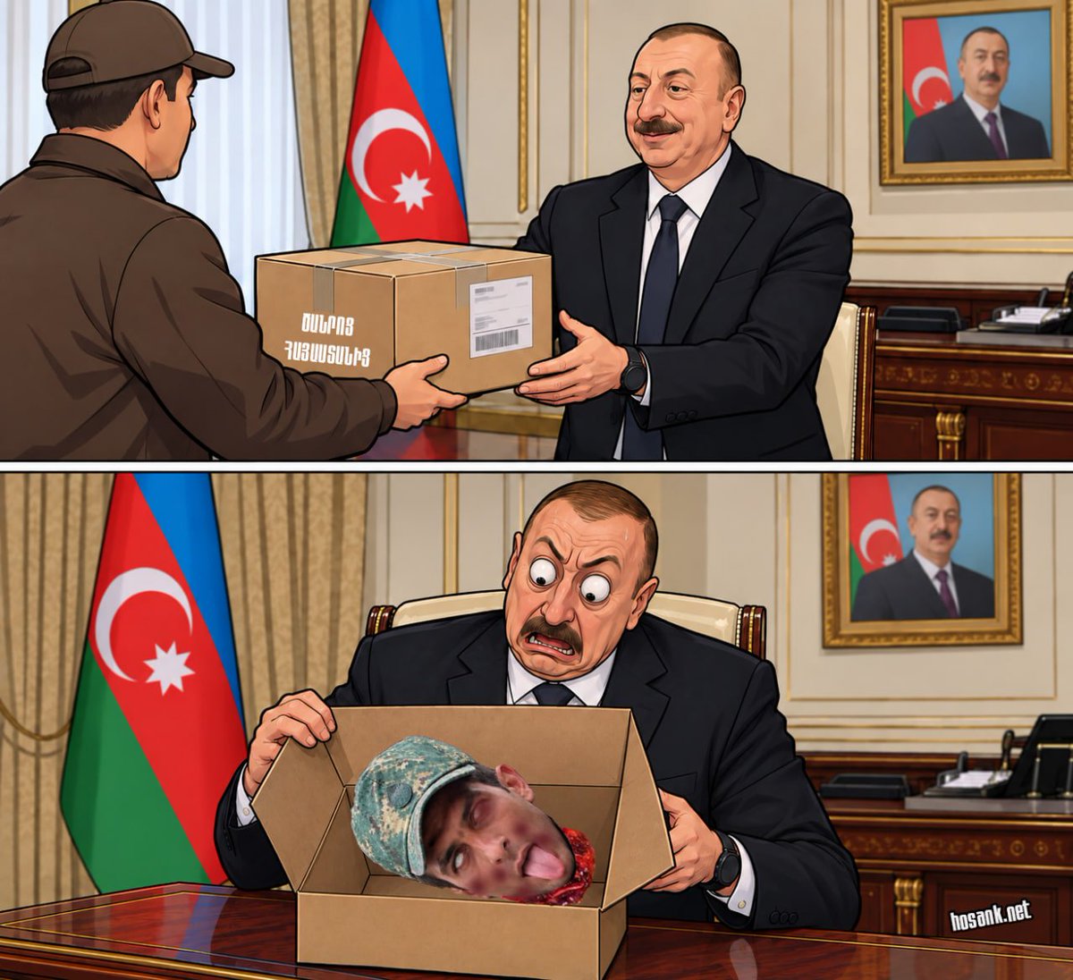HosankX's tweet photo. In the village of Shaki in Syunik, the Azerbaijani criminal “soldier” who illegally crossed Armenia’s border, took Armenian children hostage, and opened fire on an Armenian woman should be sent back to Baku only like this...

#Gift_To_Baku_Tyrant #Fake_Peace

🔗 Follow: https://t.co/dluXlu6I3F
🌐 https://t.co/Mj8DMj9DgP