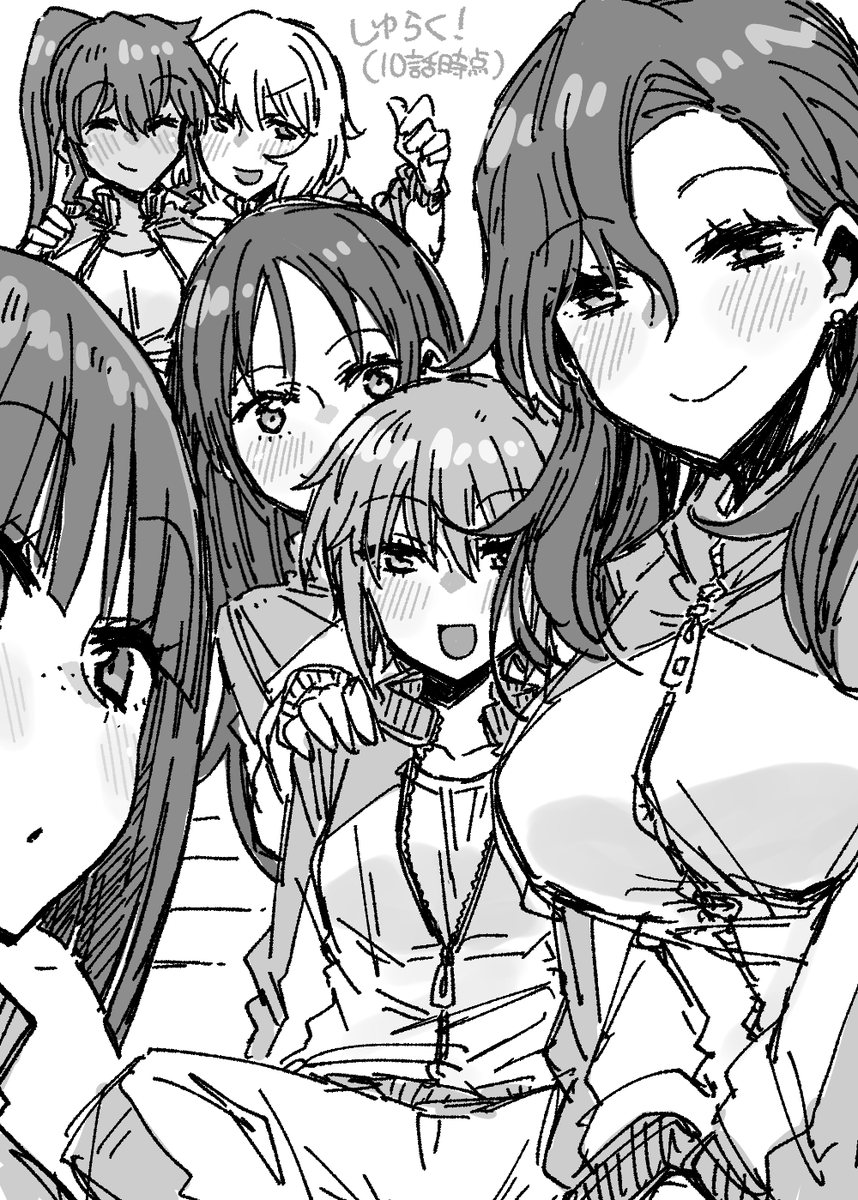 sasakamakue's tweet photo. シュラク隊（10話時点）のファンアートです。
Vガンはおねえさん達とほのぼのキャンプしたりするアニメです。ですよね？……そうでしょう！？
（STAND UP TO THE VICTORY♪） https://t.co/eOZOq5mcFX