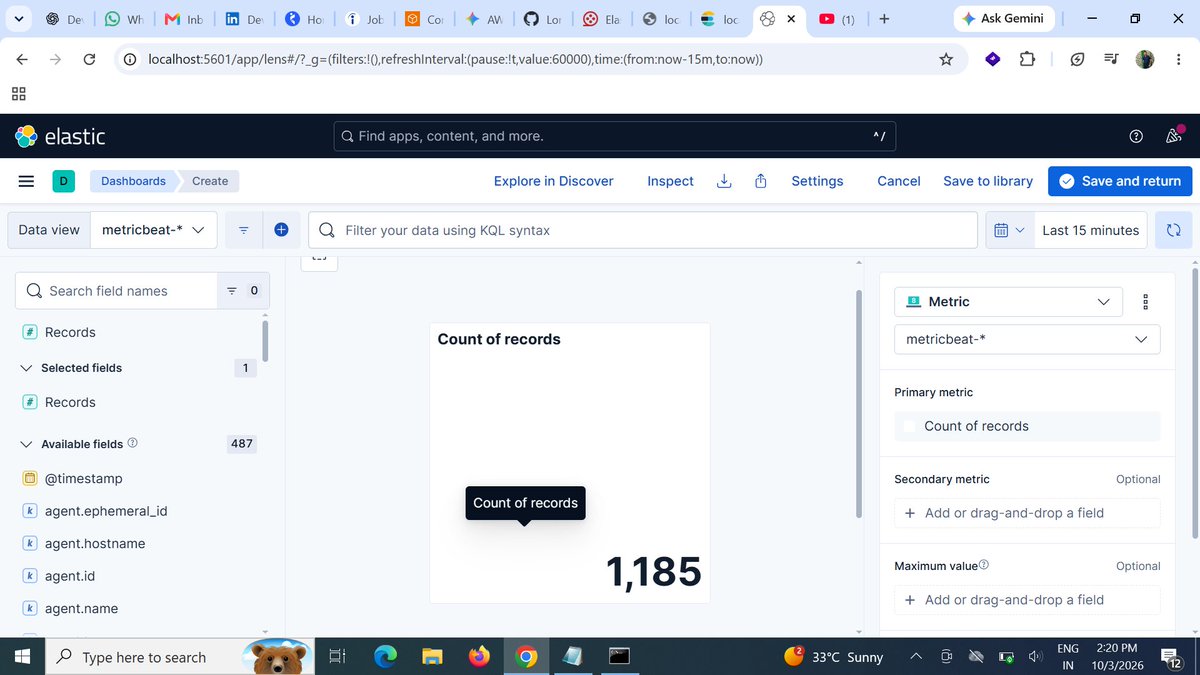 VijayDabkara's tweet photo. DevOps Day 137 | #ELK_Stack
Today, I worked on a live DevOps project with the Elastic Stack:
#Elasticsearch
#Logstash
#Kibana
Filebeat
Metricbeat
Docker Compose
Deployed Elastiflix
Verified metrics indexed in Elasticsearch
Explored monitoring & visualization https://t.co/iXLxRKe07I