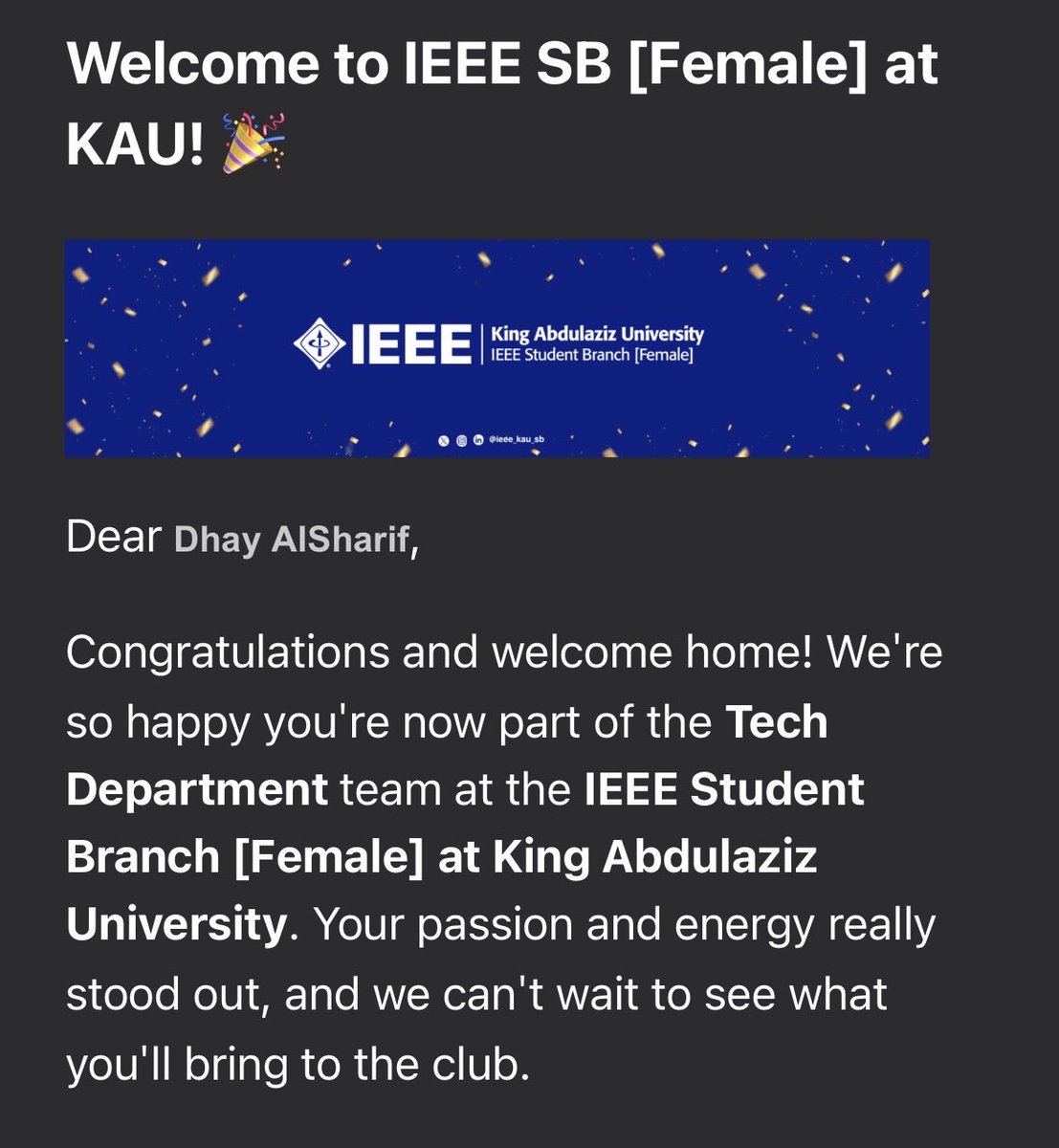 dh25_6's tweet photo. Happy to be part of the IEEE family💙 Excited for this new chapter with the Tech Department!👩🏻‍💻 https://t.co/5h0pAC4Q8J