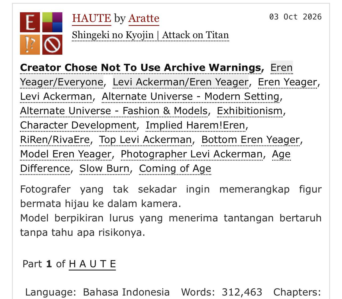 Ra_Aratte's tweet photo. HAUTE di AO3 sudah aku upload sampai bab 30.. yang belum baca yuk catch up segera~ https://t.co/UWqtAqiMK3