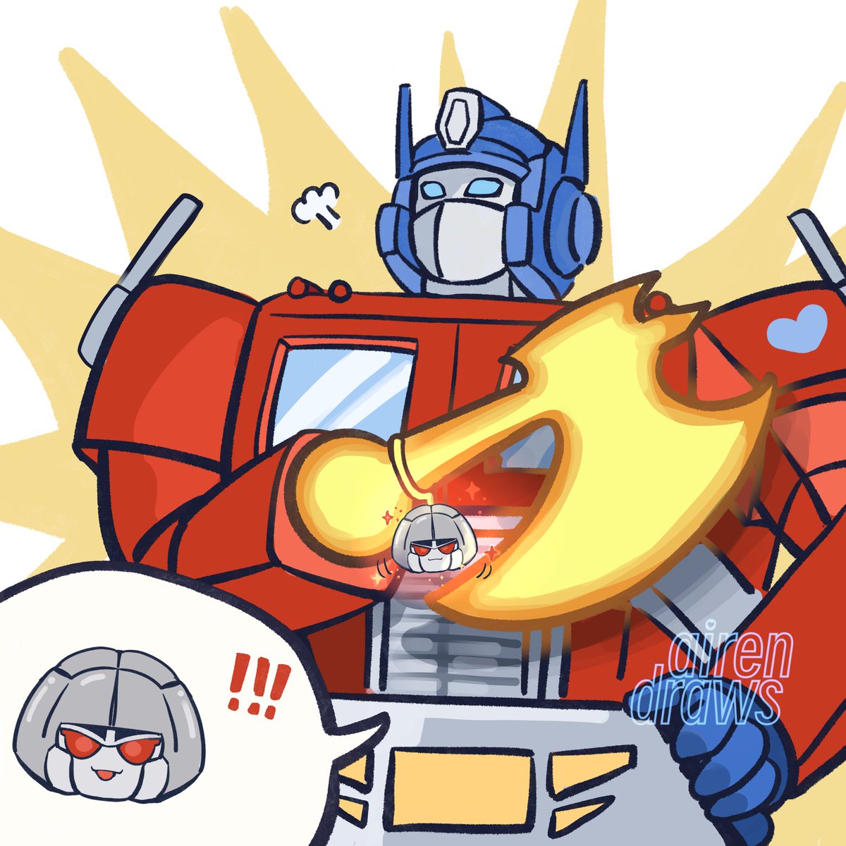 airendraws's tweet photo. PART 3 - MEGOP PLUSHIE. They finally meet face to face! #megop #transformers #opmeg #tfg1 #transformersg1 https://t.co/7sl1lzzv7d