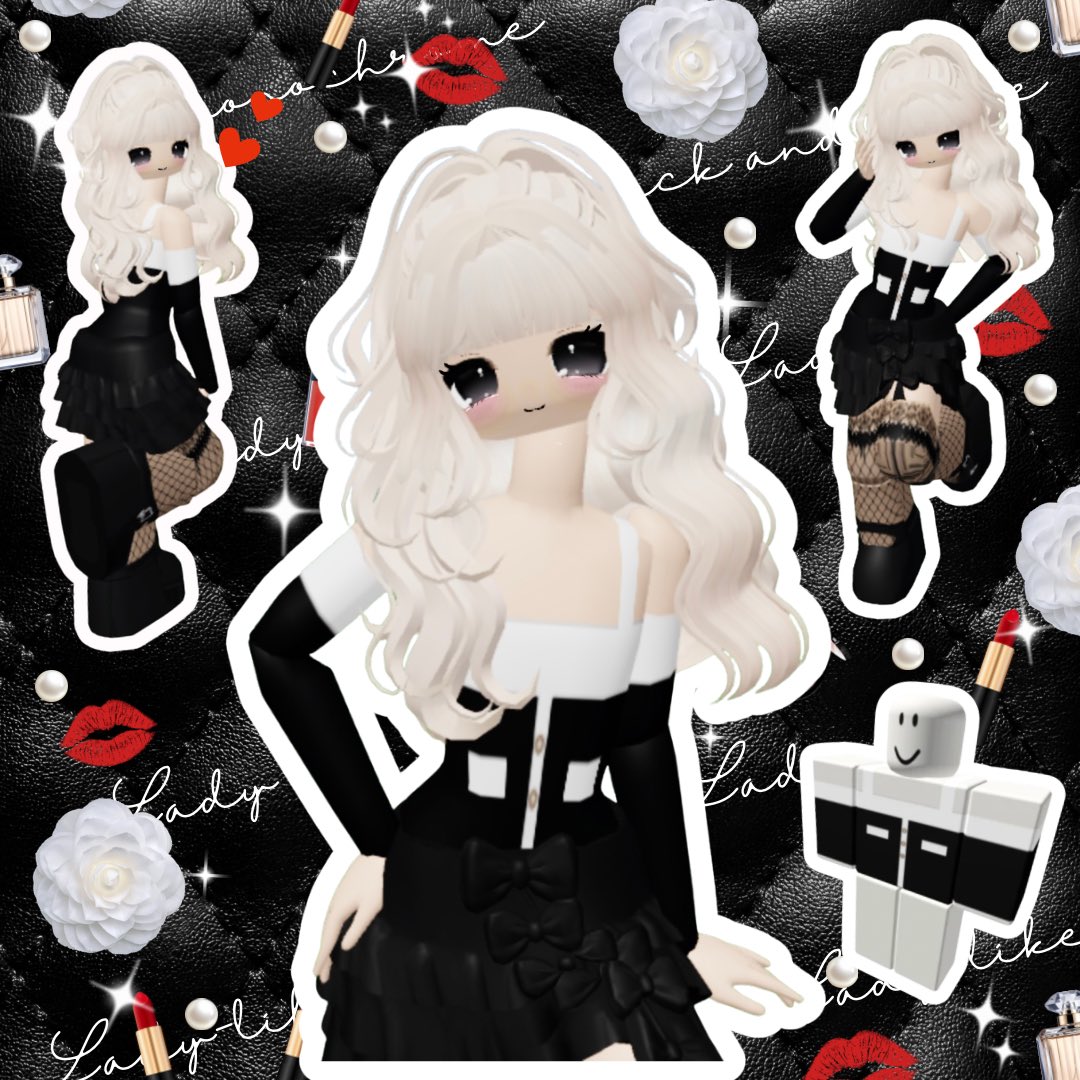 yuuu_783's tweet photo. Made a classic monotone top🖤🤍
I created this collage with Chanel-inspired vibes for a chic, mature look!❤️

最近作った中で1番大人っぽいコラージュ！
姉ギャル？っぽい感じにしてみた！♡

#Roblox #RobloxFashion #CollageArt https://t.co/nPU7150QST
