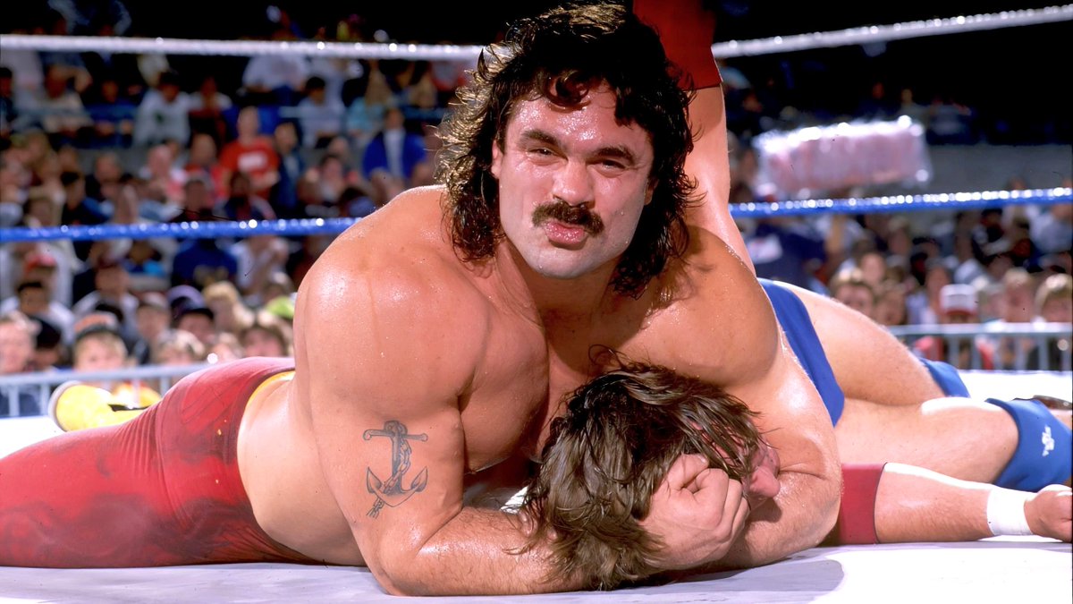 WWFWrestling1's tweet photo. ๐ Simply Ravishing! ๐ #WWF #WWE #RoddyPiper #RickRude https://t.co/K9W9Va5Zit