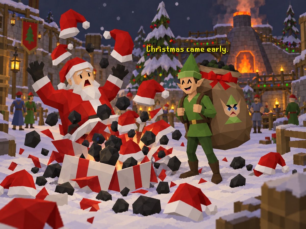 CoalBurnSanta's tweet photo. Santa came for gifts.

$COAL came for supply. 🎅🪨🔥

One of them left happy.

80% of trading fees go to burning $SANTA.

Best gift of the season. https://t.co/qHfT30ayi9
