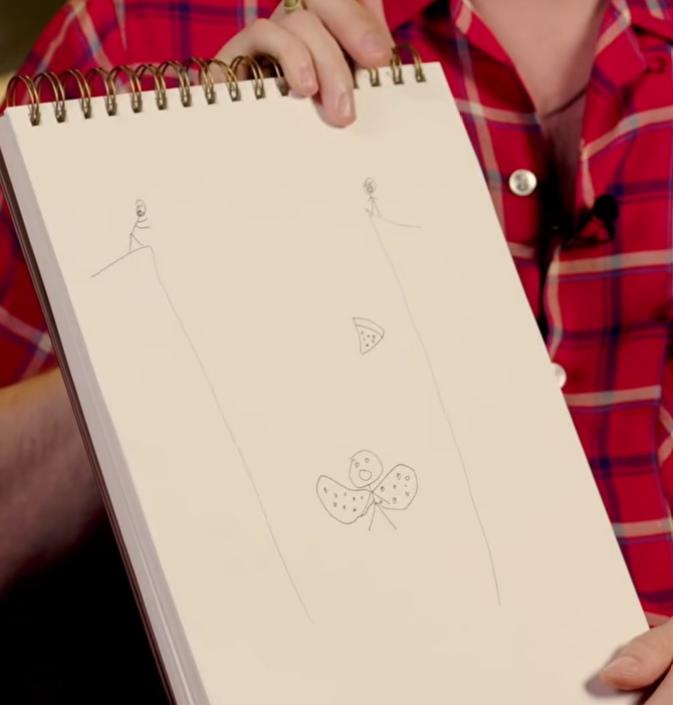 __tls123's tweet photo. austin's drawing of the resident evil poster vs the original im crying https://t.co/1R3eoGg3uH