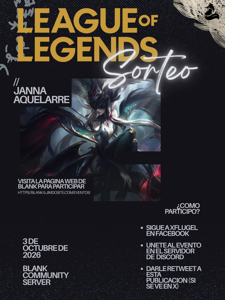 xProject_Blank's tweet photo. [LAN SERVER ONLY]  HOLA HOLA! No les avise?  
Hay Sorteo de Janna Aquelarre! [Legendaria] 
https://t.co/fw6ALUXO4Z 
https://t.co/HlUAYOGDFZ 
#leagueflegends #sorteo #latam #Riotgames #Esports #Jannaaquelarre https://t.co/WFHHgbC16Z