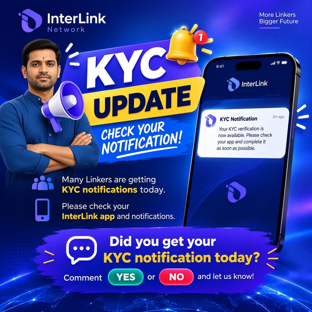faijul260's tweet photo. 🚨 KYC ALERT! 👀📲 Check your InterLink app and notifications today!
Did you get your KYC update? Comment YES or NO! 🔥
#InterLink #ITLG #ITL #KYC https://t.co/kMffQMS4WC