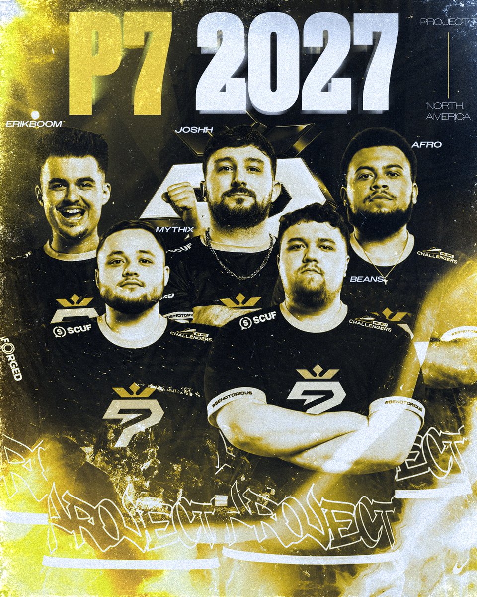P7eSportsNA's tweet photo. Another year to make a statement, bringing EU talent to NA once again🤫

Our 2026/2027 Call of Duty MW4 Roster🔥

👑@EriKBooM_
👑@MythixJi
👑@BeansMCM
👑@AstrosInMyAfro
🧠@BsportJoshh

#BeNotorious https://t.co/nGgZ2lSIk4