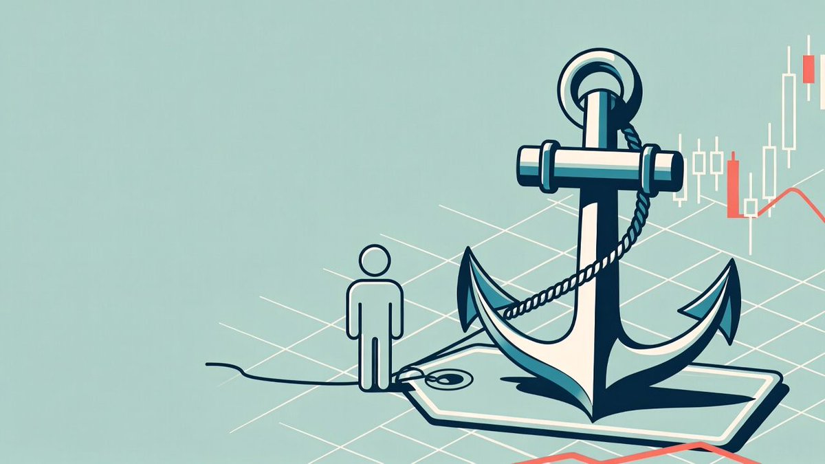 Akshayyyshah's tweet photo. Anchoring: the first number we see tends to stick, like a purchase price or a recent high. It quietly becomes the yardstick for every later decision, even when it has no bearing on what something is worth today. #InvestorMindset #BehavioralFinance https://t.co/Aroqshm5sA