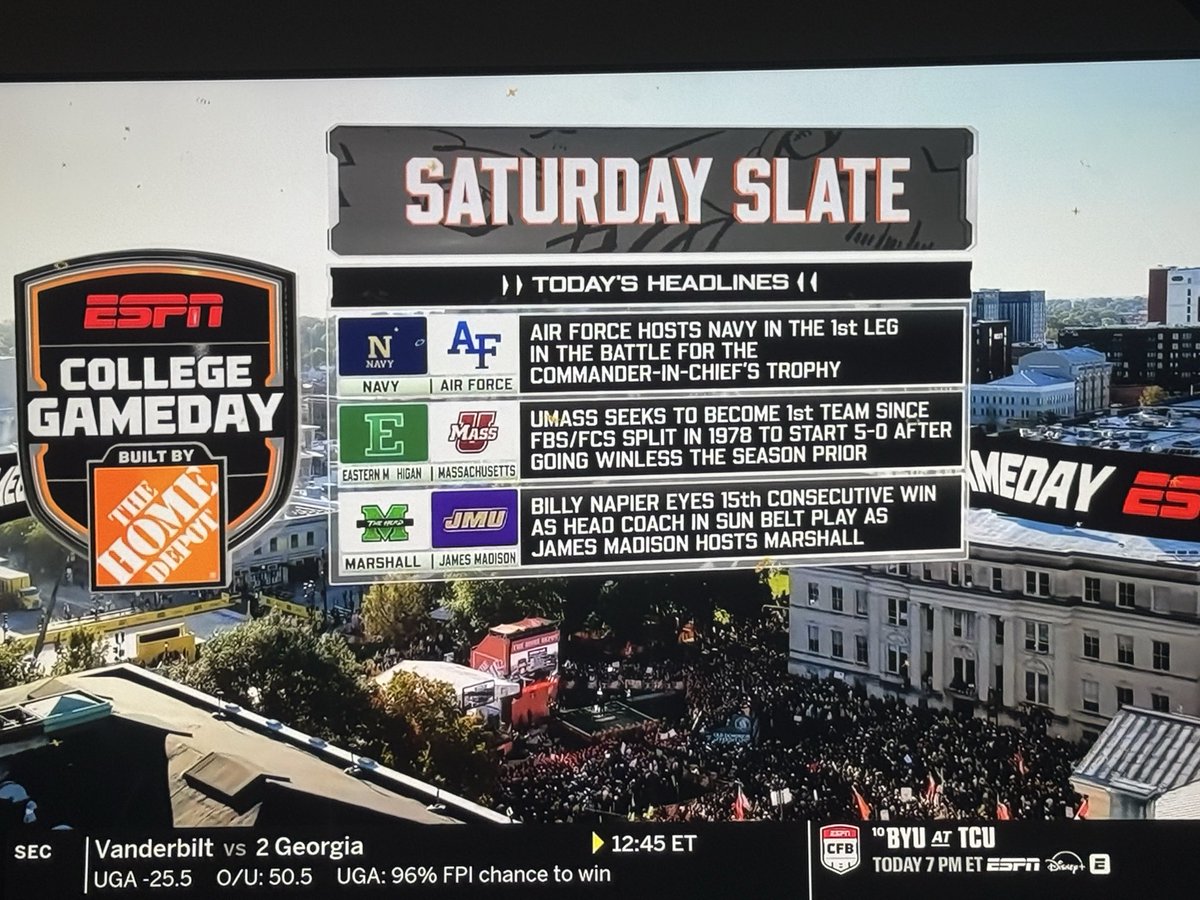 Platinum78's tweet photo. College Gameday mentioning #UMassFootball in the opening block and as one of the headlines? My drive to McGuirk is going to be a good one. Let’s Fkn Go!! #GoUMass!! https://t.co/O2kjbDGDrs