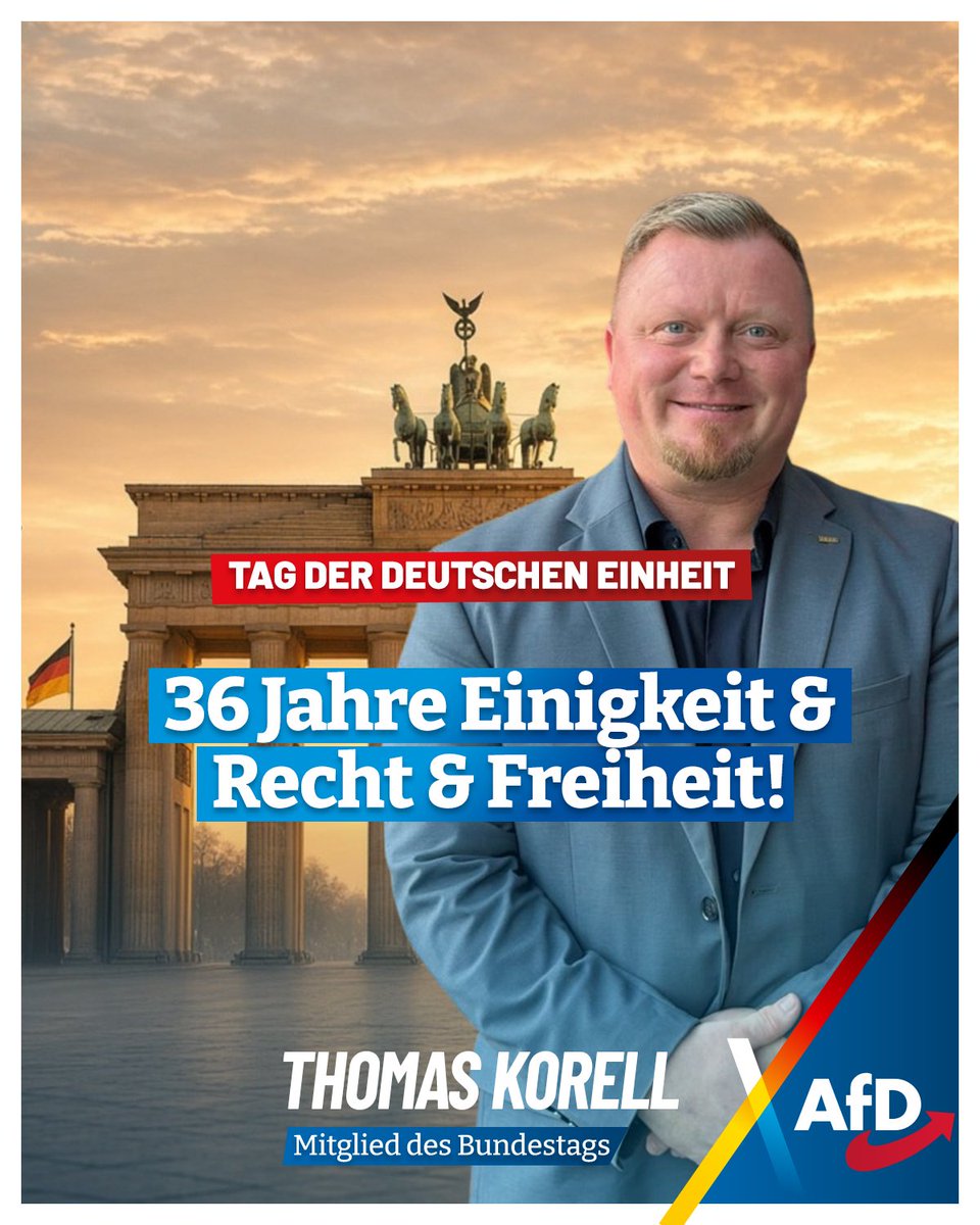 KorellThomas's tweet photo. Tag der Deutschen Einheit. 36 Jahre Einigkeit, Recht und Freiheit. Ein Land. Eine Geschichte. Eine Verantwortung. Eine Heimat. https://t.co/Rm8Y4JTjSS