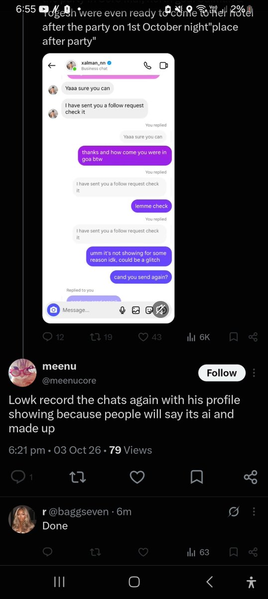 WishsenseS1ca9's tweet photo. These Akanksha fans are now using fake AI chat to blame Salman You all can check there is no such account in instagram and why tf salman will share his personal details These ppl are making you all fool Disgusting cheap Losers! #akankshachoudhary #yogeshrawat #riseandfall2 https://t.co/S4L2aQbA8p