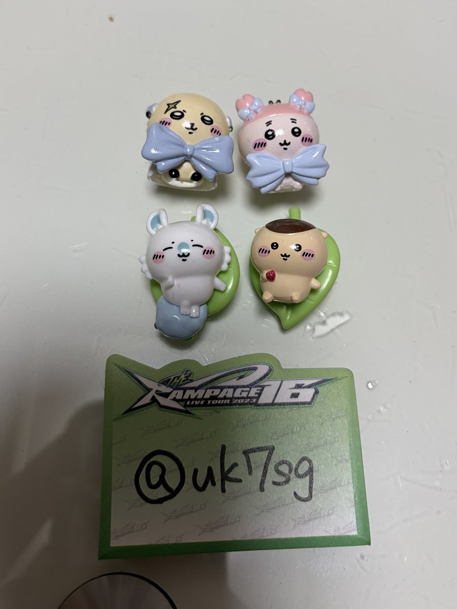 uk7sg's tweet photo. 【交換】ちいかわ びっくらたまご おふろぷかりん 
リボンなみんな 入浴剤 

譲：古本屋(カニちゃん)、ラッコ先生
       くりまんじゅう、モモンガ
求：シーサー＞ちいかわ

郵送交換のみ📮
画像付きでお気軽にお声掛けください👍🏻🩷 https://t.co/G7rPGkTQS1