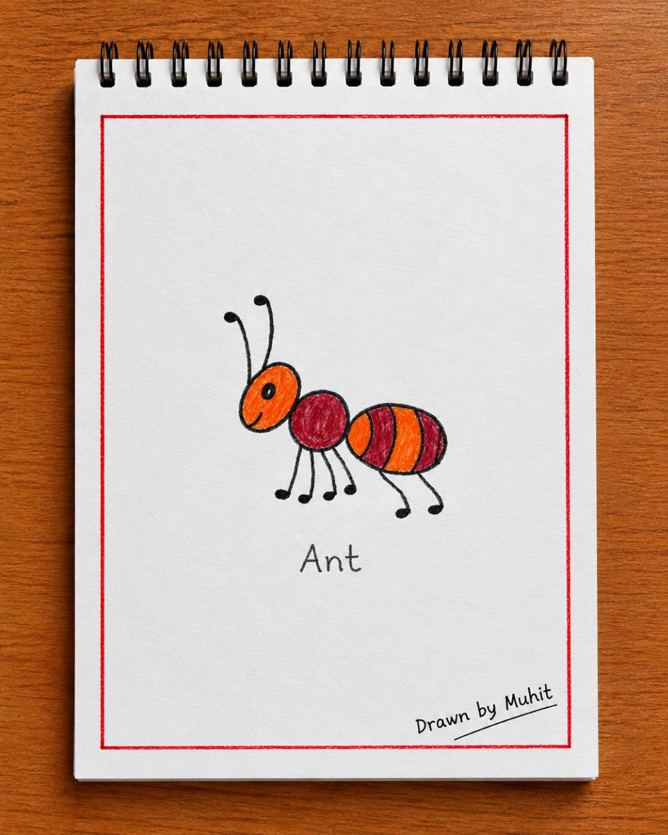 DrawWithMuhit's tweet photo. A tiny ant brought to life with colored pencils by young artist Muhit 👨‍🎨🐜✨ Simple details, vibrant colors, and creative imagination make this little artwork special!
#DrawWithMuhit #AntArt #ColoredPencilArt https://t.co/U0XotSShXR