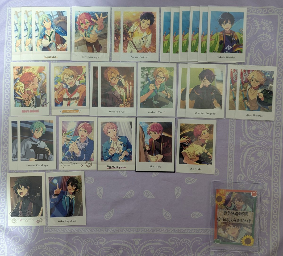 TbiJdkfo1M1ChX8's tweet photo. 【交換・譲渡】
あんスタ ぱしゃっつ ぱしゃこれ

譲
画像①〜④

求
画像⑤:千秋 翠＞奏汰 鉄虎 忍 友也 紅郎＞画像外 千秋 翠
又は、1枚50円
+送料

郵送のみ
交換は2枚〜、譲渡は1枚〜
画像⑤は同異種検討しますが、千秋 翠含んだ交換のみ(比率はご相談ください、画像外はお断りする場合あり)
↓ https://t.co/n2YmeA6UlM