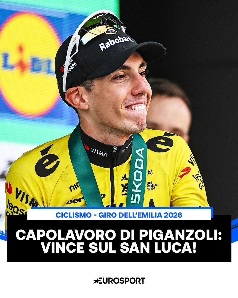 Eurosport_IT's tweet photo. DAVIDEEEEEEEEEEEEEEEEEE 🇮🇹

Azione clamorosa di Piganzoli a -5km dall'arrivo che parte in solitaria e lascia i favoriti Pidcock e Onley sul posto: il Giro dell'Emilia è suo! 💙

#Girodellemilia https://t.co/Aapcc7lvMZ