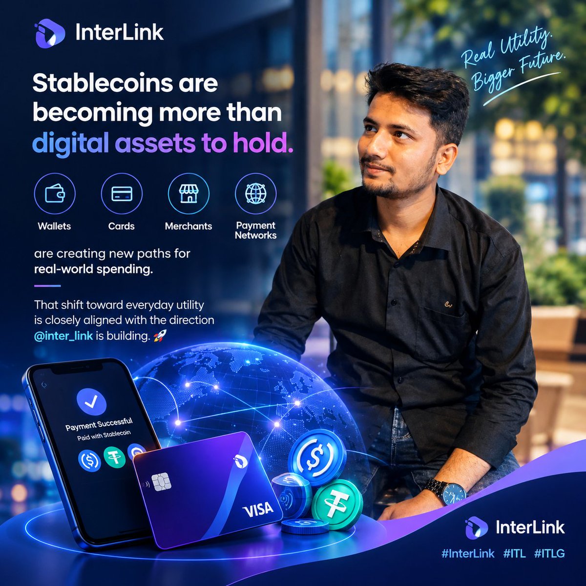 siam5859's tweet photo. Stablecoins are becoming more than digital assets to hold. 🪙
Wallets, cards, merchants and payment networks are creating new paths for real-world spending.
That shift toward everyday utility is closely aligned with the direction @inter_link is building. 🚀
#InterLink #ITL #ITLG https://t.co/nxW6zQ5Spc