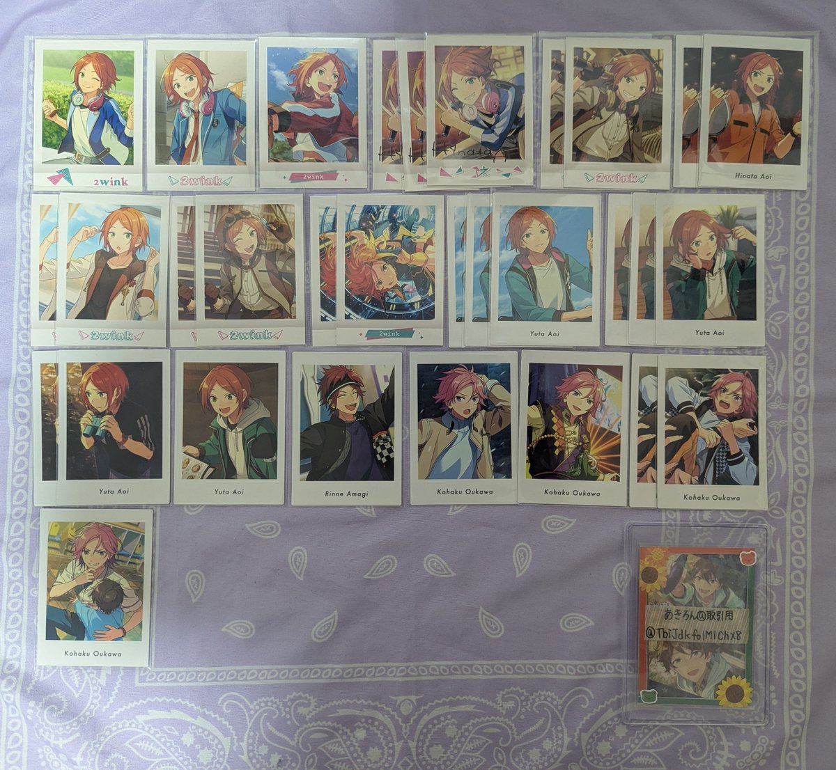 TbiJdkfo1M1ChX8's tweet photo. 【交換・譲渡】
あんスタ ぱしゃっつ ぱしゃこれ

譲
画像①〜④

求
画像⑤:千秋 翠＞奏汰 鉄虎 忍 友也 紅郎＞画像外 千秋 翠
又は、1枚50円
+送料

郵送のみ
交換は2枚〜、譲渡は1枚〜
画像⑤は同異種検討しますが、千秋 翠含んだ交換のみ(比率はご相談ください、画像外はお断りする場合あり)
↓ https://t.co/n2YmeA6UlM
