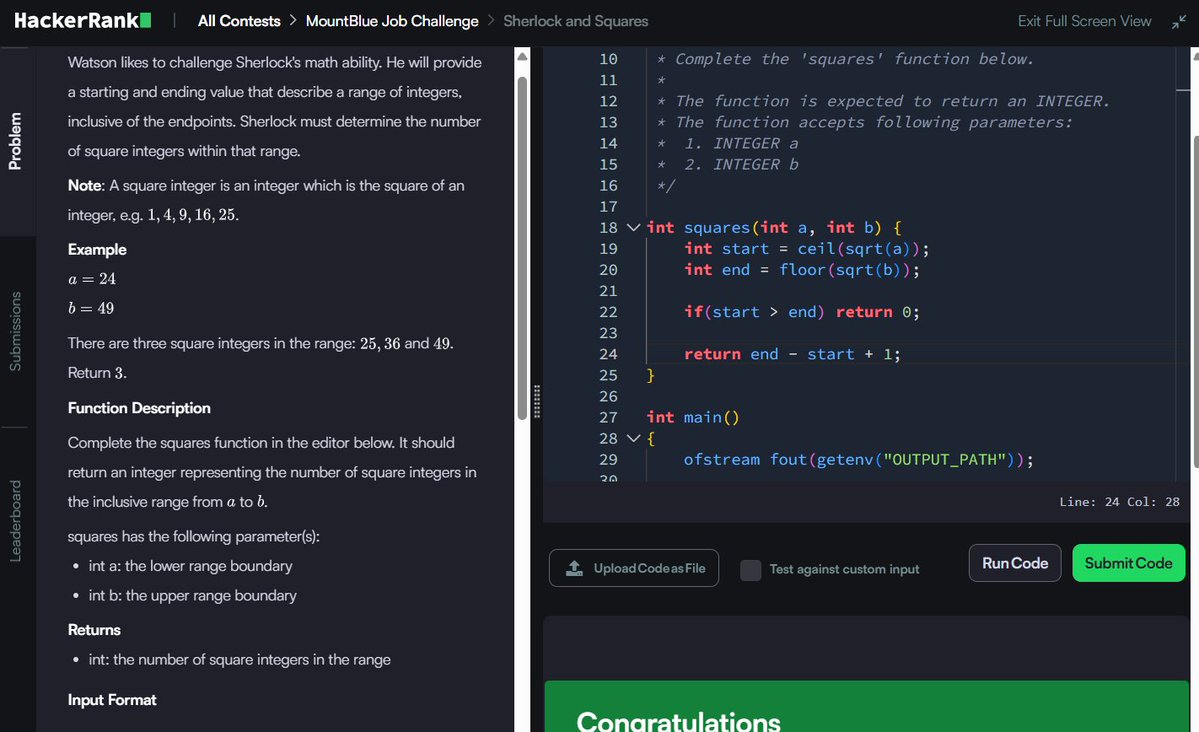 Muskanm_1227's tweet photo. Day 148/150 #150DaysOfCode | Daily DSA Practice Part 1β‘
1. Angry Professor: O(N) TC | O(1) SC
2. Sherlock and Squares: O(1) TC | O(1) SC
3. Circular Array Rotation: O(Q) TC | O(Q) SC
Flow belowπ
#DSA #HackerRank #Cpp #Coding #Assessment #MountBlue https://t.co/VmY9et7CHp