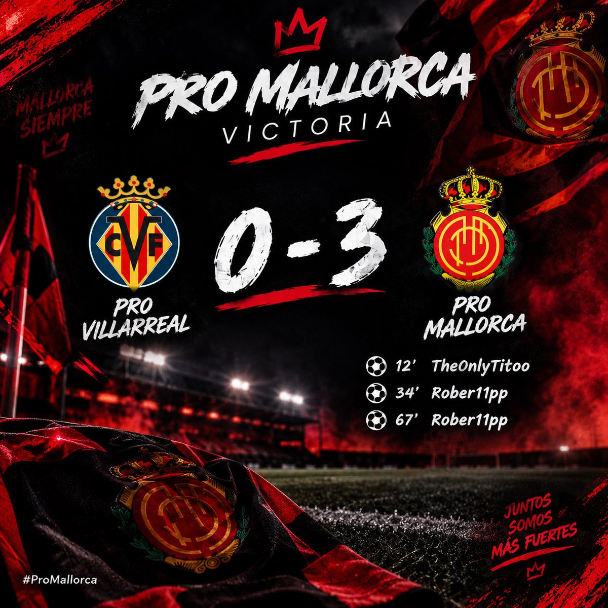 ProMallorcaRCD's tweet photo. 🔥 ¡GRAN DEBUT DEL EQUIPO! 🔥

Victoria en nuestro primer partido amistoso por 0-3 frente a un gran equipo como Pro Villarreal. 💪⚽

Un partido muy completo por parte de todos, demostrando desde el primer minuto actitud, compañerismo y ganas de competir. 🖤❤️ https://t.co/9iwd0IVn1U