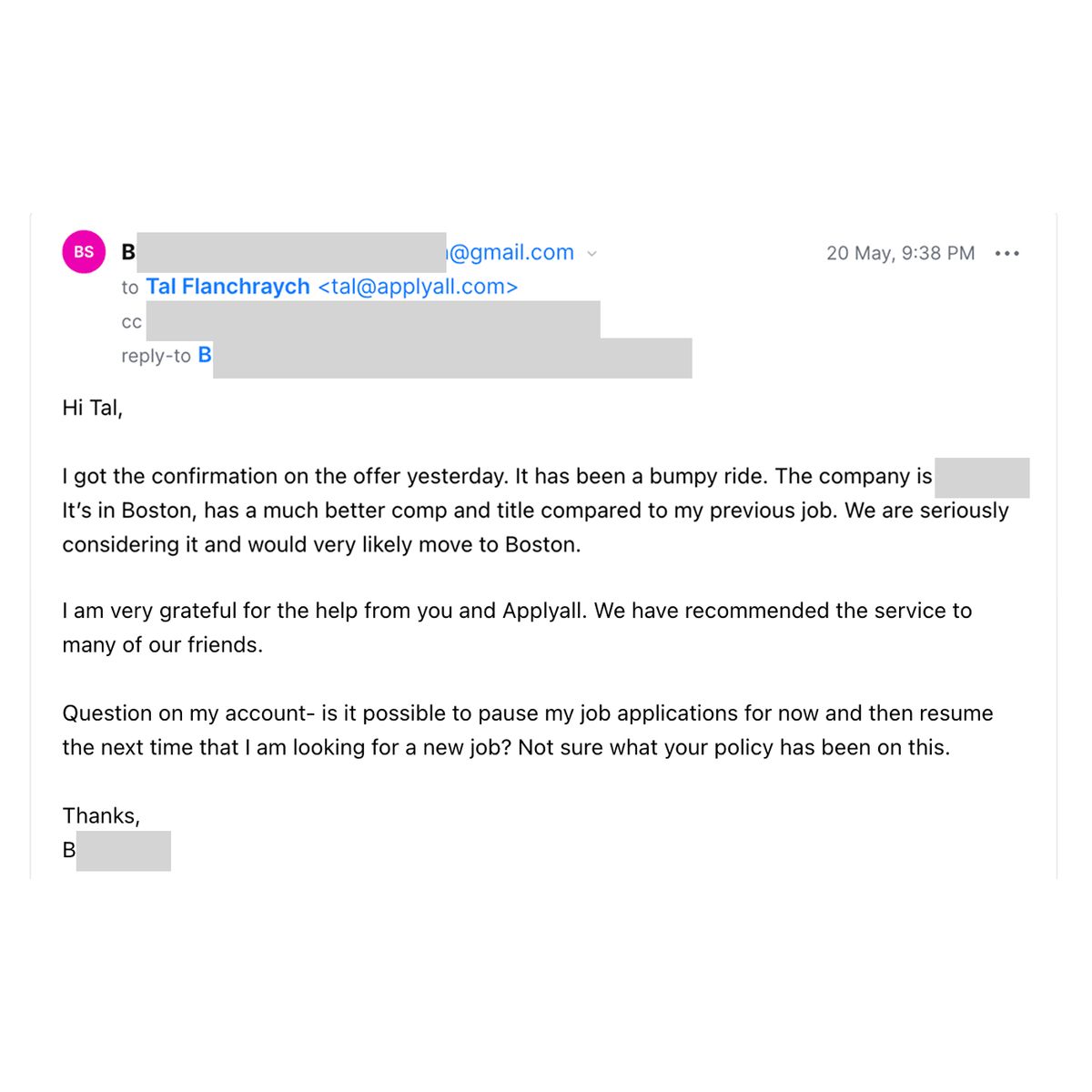 ApplyAllJobs's tweet photo. “I got the confirmation on the offer yesterday. It has been a bumpy ride.”

Better title, better compensation, and potentially a move to Boston.

Really happy to see this one end with a decision about what comes next, instead of another application to send. https://t.co/hdrcMPTfF3