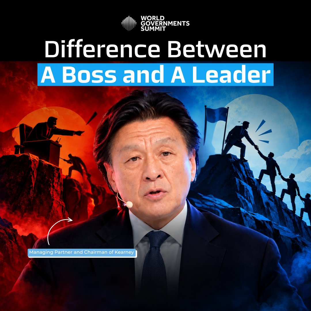 WorldGovSummit's tweet photo. What’s the difference between a boss and a leader?

Alex Liu, Managing Partner & Chairman of @kearney, believes great leadership comes down to People, Purpose, and Praise, creating a workplace where people feel valued, supported, and motivated.

Watch the full conversation. Link - https://t.co/1QyC671Ykg