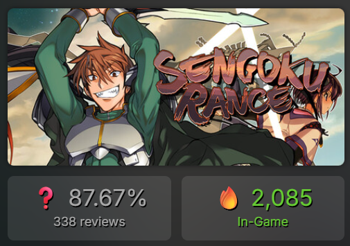 ErogeAreAlive's tweet photo. Sengoku Rance reached 2,000 concurrent players on Steam https://t.co/mGyth8cH5d