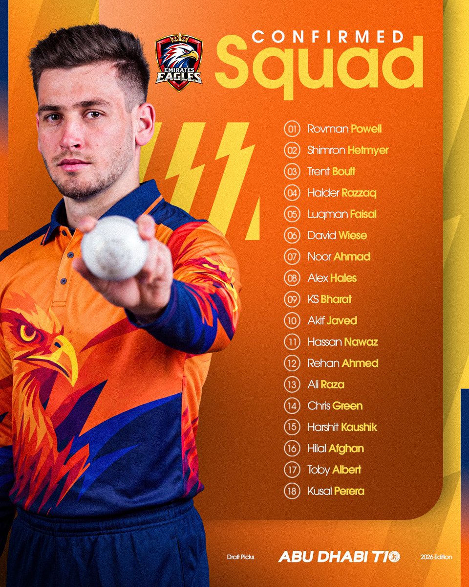 T10League's tweet photo. The road to the 2026 #AbuDhabiT10 starts here ✈️⚡️

Our 6️⃣ squads are ready for the relaunched @T10League 🙌

The race for the trophy begins🏆

(1/2)

#CricketsFastestFormat #InAbuDhabi https://t.co/tMPGI9XpVW