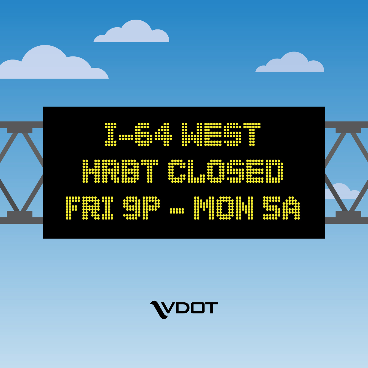 VaDOT's tweet photo. Taking place this weekend! HRBT directional closures for critical tunnel repaving.
9 pm on Fridays to 5 am on Mondays
🛑 I-64 WB to Hampton: 10/2-10/5 &amp; 10/9-10/12* ​
🛑 I-64 EB to Norfolk: 10/16-10/19 &amp; 10/30-11/2*​
*2nd weekend if needed
Learn more: https://t.co/yCQoH12QnJ https://t.co/5zswMaK2Bl