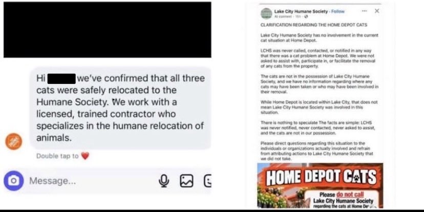 WitchyUFOGirl's tweet photo. @HomeDepot’s story about what happened to the missing cats keeps changing. So far, they’ve given THREE different “explanations” for where the cats were taken:

1. A licensed and humane trapper removed 3 cats and took them to the humane society. 

Well, Lake City Humane Society publicly stated on their Facebook page that they were never contacted and have no involvement in this case whatsoever❗️

So when that first story didn’t hold up, their explanation changed to:

2. A licensed and humane trapper took 3 cats to a “secure facility”. 

Naturally, people pushed back: What secure facility? Where is it? What is the name of the facility?

Then the story changed AGAIN‼️

3. A licensed and humane trapper took 4 cats and is housing them on his own property.

So now the number of cats has changed from 3 to 4, we’re on the THIRD explanation, and Home Depot still won’t provide the name of the trapper or explain why he is keeping these cats on his property when their longtime caretaker wants them back.

And maybe the most important question of all:

IF THE CATS ARE SAFE, WHY HAS THERE BEEN NO PROOF OF LIFE?! 

THREE different explanations. A changing number of cats. No name of the trapper. No confirmed location. No proof of life. #WhereAreTheHomeDepotCats