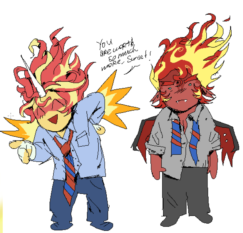 telepuppet's tweet photo. Question: Has anyone every shipped Daydream Shimmer and Demon Sunset together? https://t.co/ghf79ixmtU