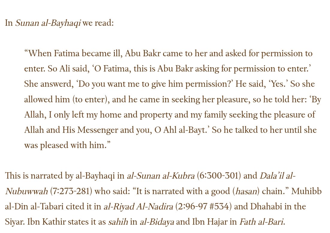 moaviyaho's tweet photo. @SiriusXSimurgh Fatima accepted Abu Bakr’s hadith from the Prophet, upon him blessings and peace, saying that Prophets do not leave inheritance. After that she said she would speak to him about her inheritance again. And she declared that she forgave him https://t.co/Utsl7DhuJm