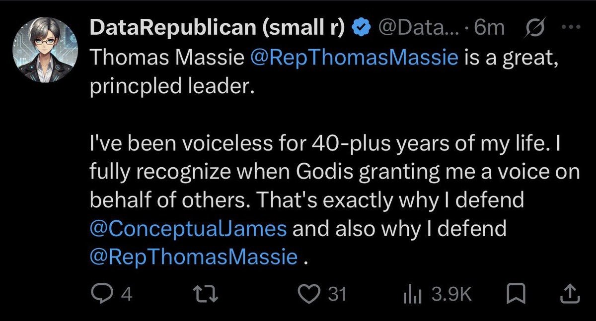 BiggerTruth's tweet photo. Any time a big influencer is treated like a sacred cow we should be doubly skeptical.

Mike Flynn @GenFlynn has called Jennica Pounds @DataRepublican, whose “(small r)” notation in her account name indicates she does not consider herself a Republican, one of his “top DIGITAL SOLDIERS in an indomitable ARMY OF DIGITAL SOLDIERS.” She voiced her agreement.

Just last night she called @RepThomasMassie “genuine” and a “great principled leader.”

She also said of foreign agent Flynn, “you have done more to walk the talk than almost anyone.”

She only lasted a few weeks as SGE.