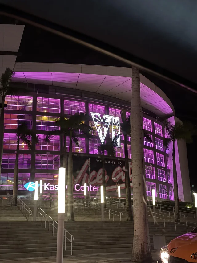 Urban_GTA_6's tweet photo. Miami is already looking beautiful with the Kaseya Center fully GTA 6-themed as we get closer to release. 👀 https://t.co/Ytfm0whZFv