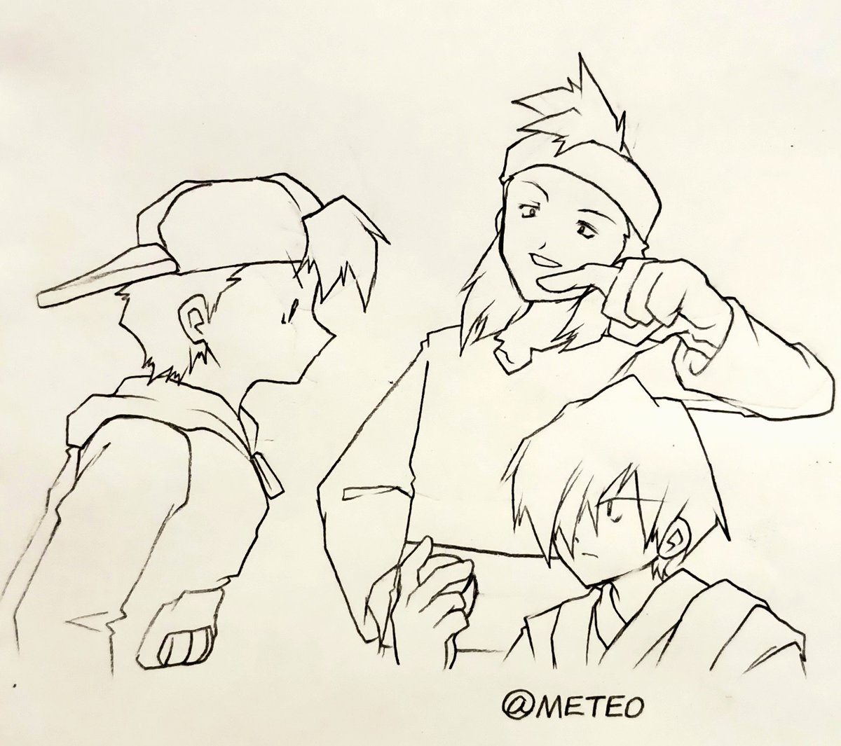 METEO422837's tweet photo. 落書き✍️
Pkmn金銀
ゴールド＆ハヤト＆マツバ https://t.co/jY8r7l15xt