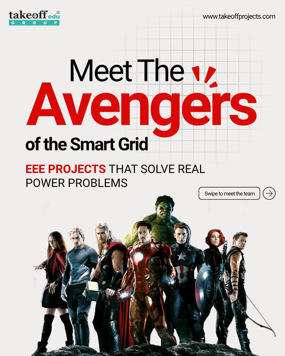 takeoffedugroup's tweet photo. 🦸 AVENGERS OF THE SMART GRID ⚡

Make your EEE project smarter with:
🔮 Load Forecasting | 🚨 Fault Detection | 🤖 Grid Automation

🎓 Get EEE Project Guidance
📞 +91 9030333433
🌐 https://t.co/ORPpSE3cRO

#TakeoffProjects #EEEProjects #SmartGrid #PowerSystems #Tirupati https://t.co/6dfYyFAgue