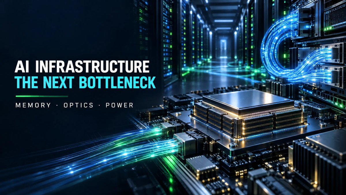 LaquendaF's tweet photo. 🚨 THE AI BOTTLENECK MOST PEOPLE ARE STILL UNDERestimating

I’m not going to pretend there is a guaranteed 40× stock hiding behind a secret DM.

But one infrastructure theme deserves serious attention before the next wave of AI spending is fully priced in:

Memory + optical interconnects

As AI systems scale, the constraint may not be demand.

It may be:

•HBM and high-performance memory capacity
•Faster data movement between accelerators

•Optical connectivity inside and between data centers
•Power, cooling, and the infrastructure needed to support all of it

The opportunity is not about chasing a random ticker at any price.
It is about identifying the companies supplying the bottlenecks—and then checking valuation, execution, customer concentration, dilution, and balance-sheet risk.

A better watchlist framework:
Memory. Connectivity. Power. Capacity.

Save this post and build your own research list before the next earnings cycle.

Repost + like if you want more breakdowns on the AI infrastructure supply chain.

This is a research framework, not a price target or a promise of returns. Any company-specific claim should be independently verified against filings, earnings calls, and current market data. Not financial advice. DYOR.
