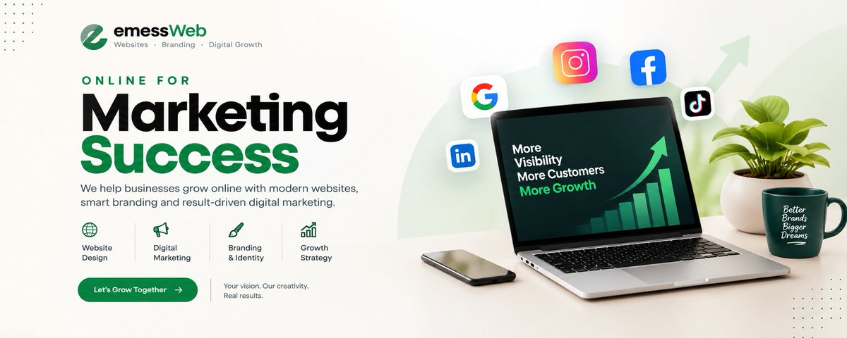 emess2g's tweet photo. At emessWeb, we build modern websites designed to make your business look credible, communicate clearly, and turn visitors into customers.
Have a business idea?
Let’s build something worth seeing.

#WebDesign #GhanaBusiness #WebDevelopment #Branding #emessWeb https://t.co/zRNhT57Z4e