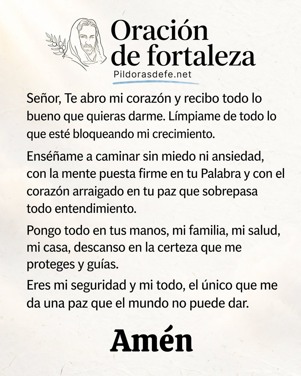 Pildorasdefe's tweet photo. ¿Qué parte de tu vida hoy necesita fortaleza?
En ocasiones, el cansancio se acumula y, al momento de tomar decisiones, estas pesan y se comienza a sentir angustia y ansiedad.

La fortaleza que muchos buscan es aprender a caminar aun con eso, manteniendo la mirada en AQUEL que todo lo sostiene.

¿Hay alguna área de tu vida en la que te gustaría pedir fortaleza de manera especial?

Si quieres, puedes dejarla aquí; la tendremos en oración

🙌