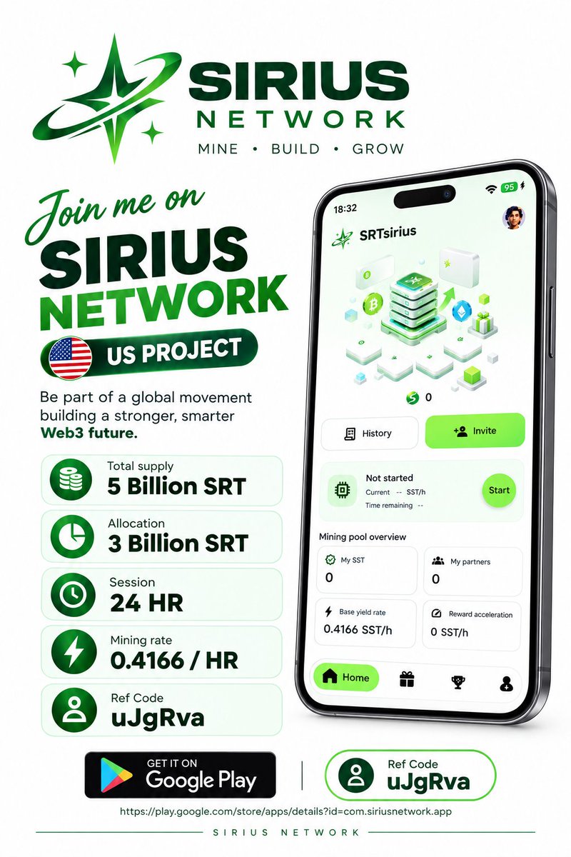 Earl011289's tweet photo. 🚀Join me on Sirius Network 🇺🇲🇬🇧

👉Launched a day ago

Total supply: 5 Billion SRT

Allocation: 3 Billion SRT

Session: 24 HR 

Mining rate :  0.4166/ HR 

✨Ref Code:  uJgRva

https://t.co/9Q1lbLFIGR

US still leading on the Leaderboard 

Which country will break the record? https://t.co/jxIgpQHhzB