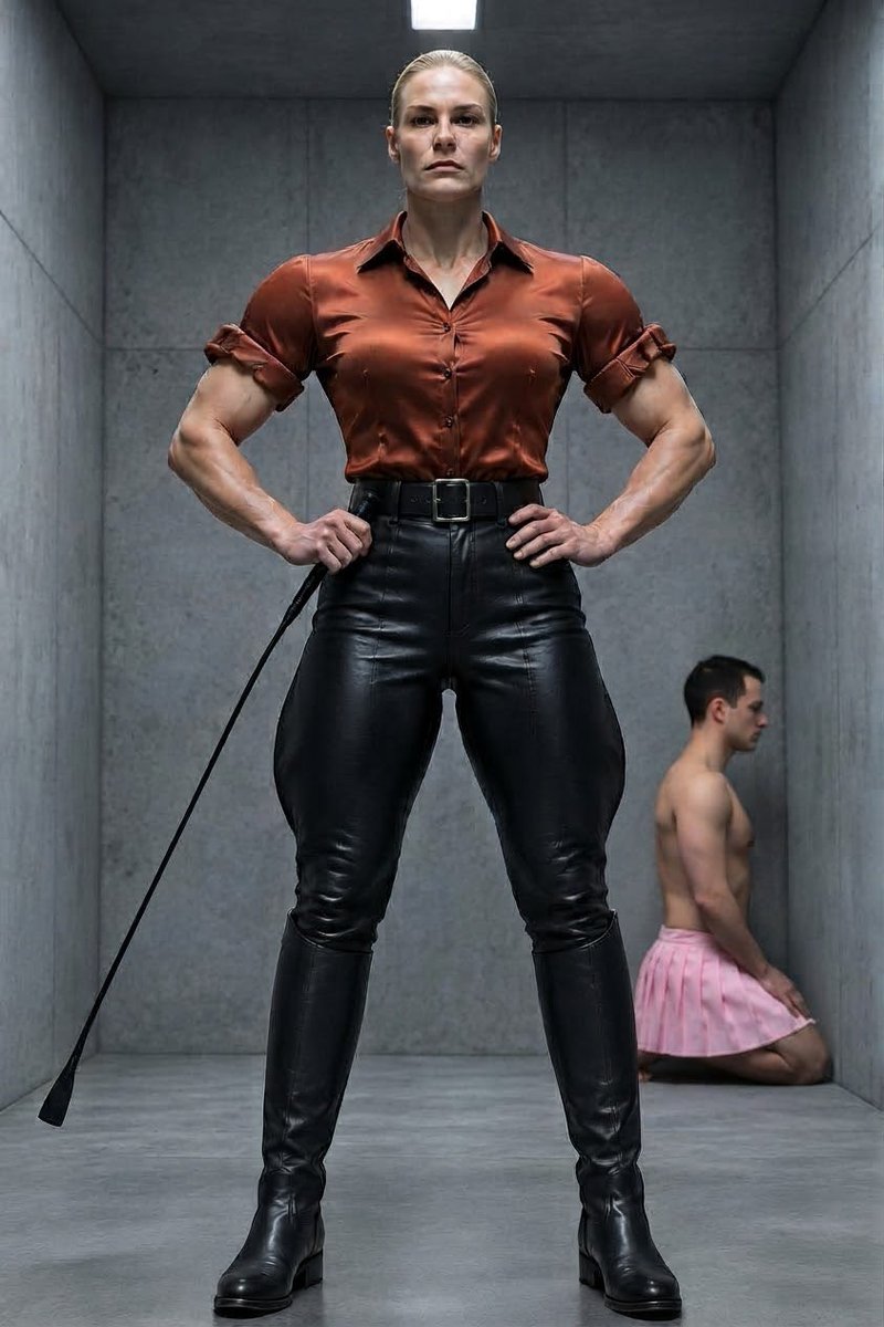 Rawclips265015's tweet photo. Absolute power and German discipline. Obey Frau Krieger: she doesn't request obedience, she commands it, while a submissive servant learns his place in pink. Her presence is law. #GermanLady #alphalady #Discipline #Herrin #mistress https://t.co/RSPJgABXTR